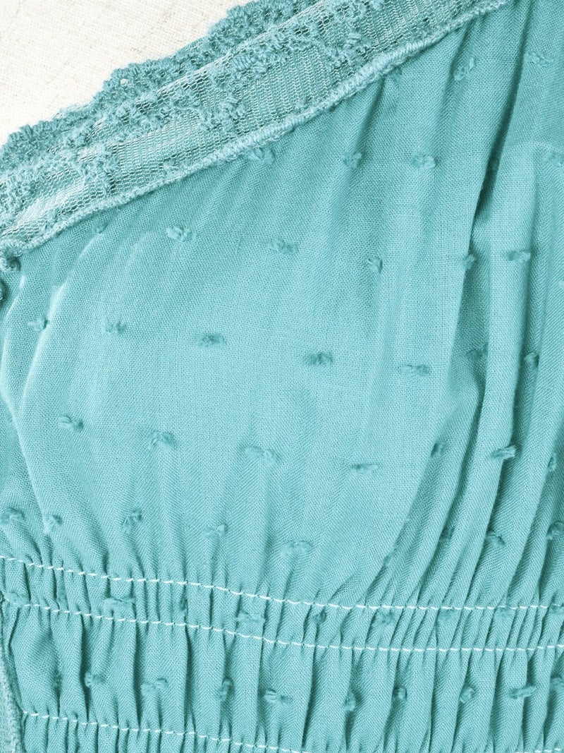 Anna-Kaci Renaissance Peasant Maiden Boho Inspired Cap Sleeve Lace Trim Maxi Dress, Light Blue, XX-Large - Image 5